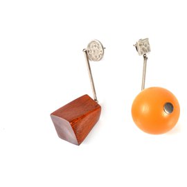 Jacquemus One Ball & One Rectangular Block Earrings Other Yellow