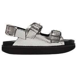Isabel Marant Sandali Ophie in Pelle Argento Metallico
