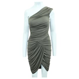Michael Kors-Drape-Effect One Sleeve Brown dress-Brown
