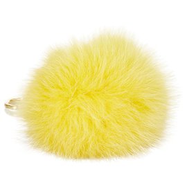 Fendi-Fendi Yellow Fur Pom-Pom Key Chain-Yellow
