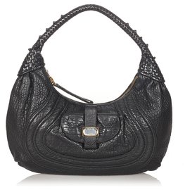 Fendi-Fendi Black Spy Leather Handbag-Black