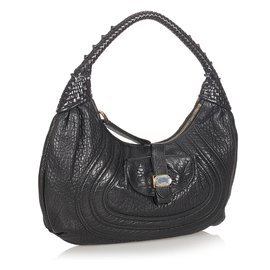 Fendi-Fendi Black Spy Leather Handbag-Black