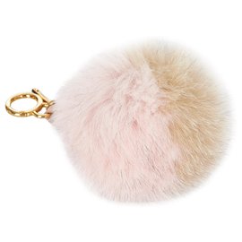Fendi-Fendi Pink Fur Pom-Pom Key Chain-Brown,Pink,Beige