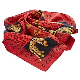 Sciarpa in seta stampata rossa Cartier Rosso Multicolore