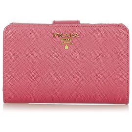 Prada-Prada Pink Saffiano Bifold Wallet-Pink