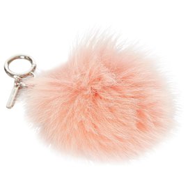 Fendi-Fendi Pink Fur Pom-Pom Key Chain-Pink