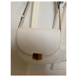 Céline Celine Borsa a tracolla in pelle bianca Trotteur Bianco