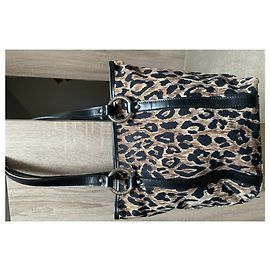 Dolce & Gabbana Brown com estampa de leopardo bolsa de cabelo de pônei Marrom Preto