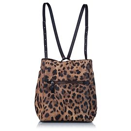 Dolce & Gabbana Dolce&Gabbana Brauner Lederrucksack mit Leopardenmuster Braun Mehrfarben