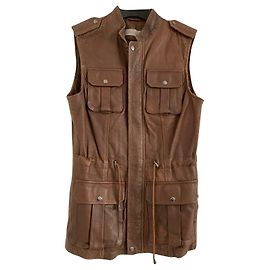 Uterque Perforated leather jacket size M or 28 Brown