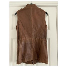 Uterque-Perforated leather jacket size M or 28-Brown