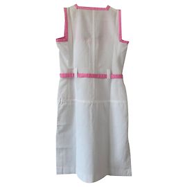 Courreges Vestido vintage Courrège em algodão branco e rosa Rosa Branco