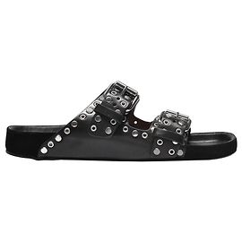 Isabel Marant Lennyo Pantoletten aus schwarzem Leder Schwarz