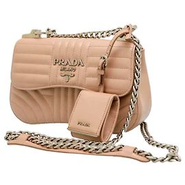 Borsa a tracolla in pelle marrone Diagramme Prada Marrone Beige