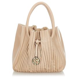 Sac cabas en cuir plissé marron Armani Marron Beige