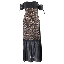 Rachel Zoe Schwarzes hautfarbenes Spitzenkleid Schwarz