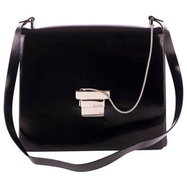 Gucci-Gucci Shiny Leather Box Bag-Black