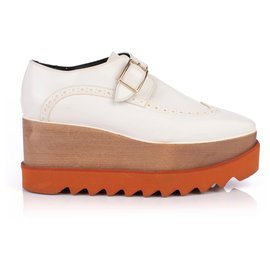 Stella Mc Cartney-Zapatos brogue blancos con plataforma y cuña Elyse de Stella McCartney-Blanco