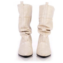 Stella Mc Cartney Stella McCartney Botas blancas de piel sintética con efecto de serpiente Blanco