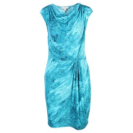Michael Kors-Water Print Midi Dress-Blue