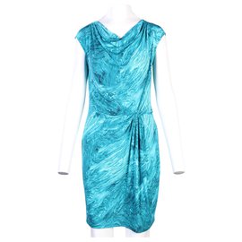 Michael Kors-Water Print Midi Dress-Blue