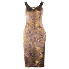 Michael Kors-Wool Fitted Midi Dress -Brown