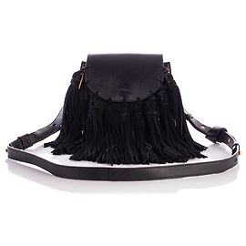 Chloé Borsa a tracolla Hudson mini con frange nera Nero