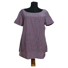 Tommy Hilfiger Bluse Rot Blau Weiß Seide Baumwolle M Weiß Rot Blau