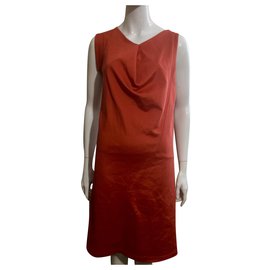 Balenciaga-Vestido crepe assimétrico-Laranja,Coral