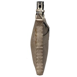 Fendi-Fendi Sac à bandoulière en cuir Selleria en argent-Argenté