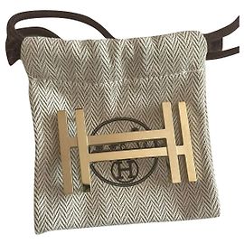 Fivela apenas Hermès H ao quadrado Dourado