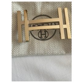 Hermès-Fibbia solo Hermès H squadrata-D'oro