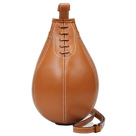JW Anderson Saco de Boxeo Pequeño en Cuero Marrón Pecan Castaño