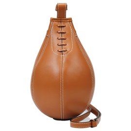 JW Anderson-Small Punch Bag in Pecan Brown Leather-Brown