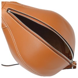 JW Anderson-Small Punch Bag in Pecan Brown Leather-Brown