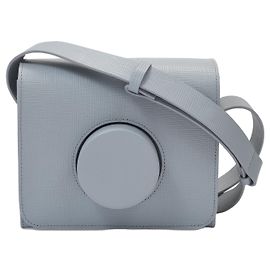 Lemaire Bolsa para câmera em couro de vaca azul celeste empoeirado Azul