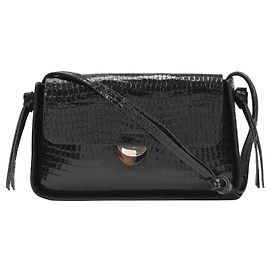 Loeffler Randall Borsa Maggie in pelle nera lucida goffrata cocco Nero