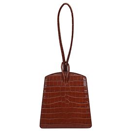 Little Liffner Bolsa com alça em couro marrom com relevo croc Marrom