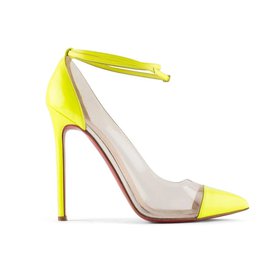 Christian Louboutin-Size 37.5 Neon Yellow x Clear Bis un Bout So Kate Heels-Other
