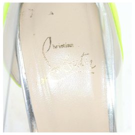 Christian Louboutin-Size 37.5 Neon Yellow x Clear Bis un Bout So Kate Heels-Other