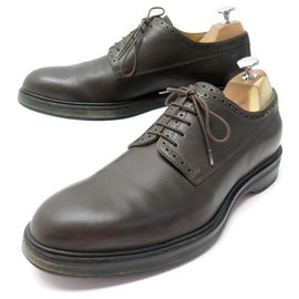 Hermès-HERMES DERBY SHOES 42 BROWN LEATHER SHOES-Brown