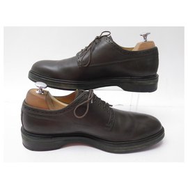 Hermès-HERMES DERBY SHOES 42 BROWN LEATHER SHOES-Brown