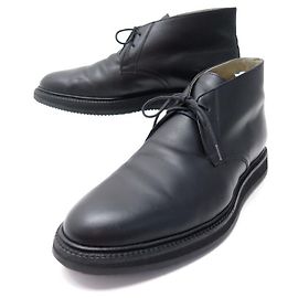 Hermès HERMES SCHUHE CHUKKA STIEFEL 42 SCHWARZE LEDERSTIEFEL SCHUHE Schwarz