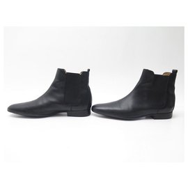 Hermès-HERMES BOOTS CHELSEA BOOTS 42 BLACK LEATHER BOOTS SHOES-Black