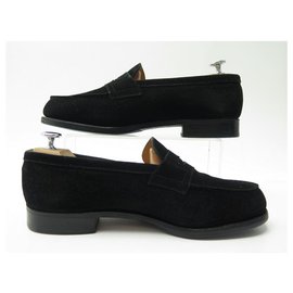 JM Weston-JM WESTON LOAFERS 180 7D 41 BLACK SUEDE SUED LOAFERS SHOES-Black