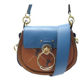Chloé BOLSA CHLOE TESS PM NOVA BOLSA DE COURO MARROM AZUL DE DOIS TONS Outro