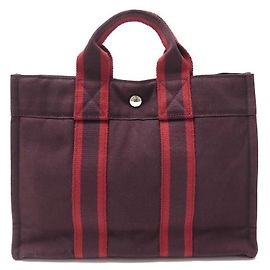 Hermès BOLSO DE MANO NEW HERMES TOTO PM DE LONA BURDEOS Burdeos