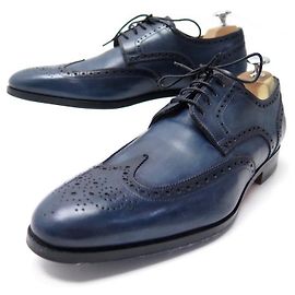 SCARPE SANTONI DERBY BOUTS FLORIS 7.5 41.5 IT 42 SCARPE FR IN PELLE BLU Blu