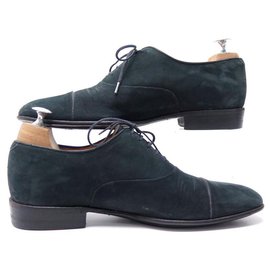 JM Weston-JM WESTON SHOES 480 6E 40 40.5 RICHELIEU NAVY BLUE SUEDE SHOES-Navy blue