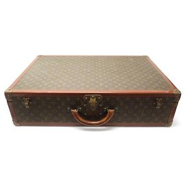 VINTAGE LOUIS VUITTON CASE BISTEN CASE 70 MONOGRAM TRUNK SUITCASE CANVAS Brown